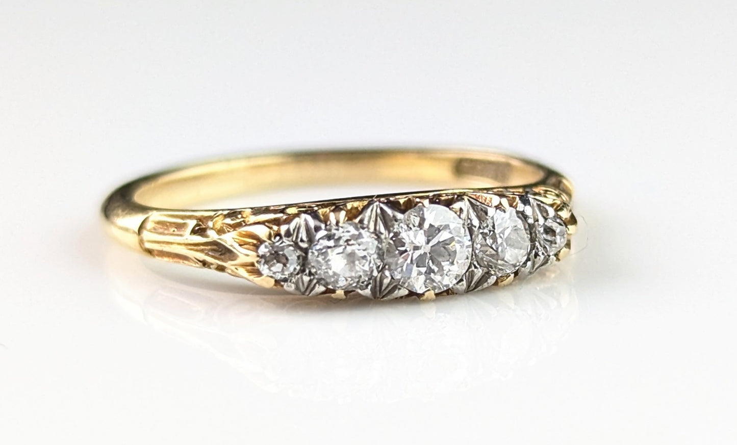 Vintage Diamond half hoop ring, five stone, 18ct yellow gold