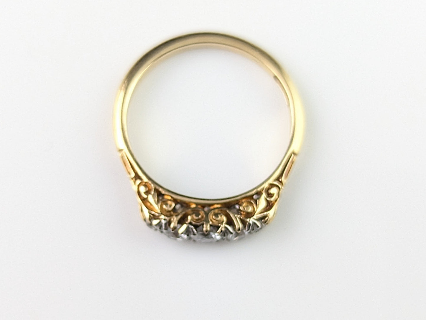 Vintage Diamond half hoop ring, five stone, 18ct yellow gold