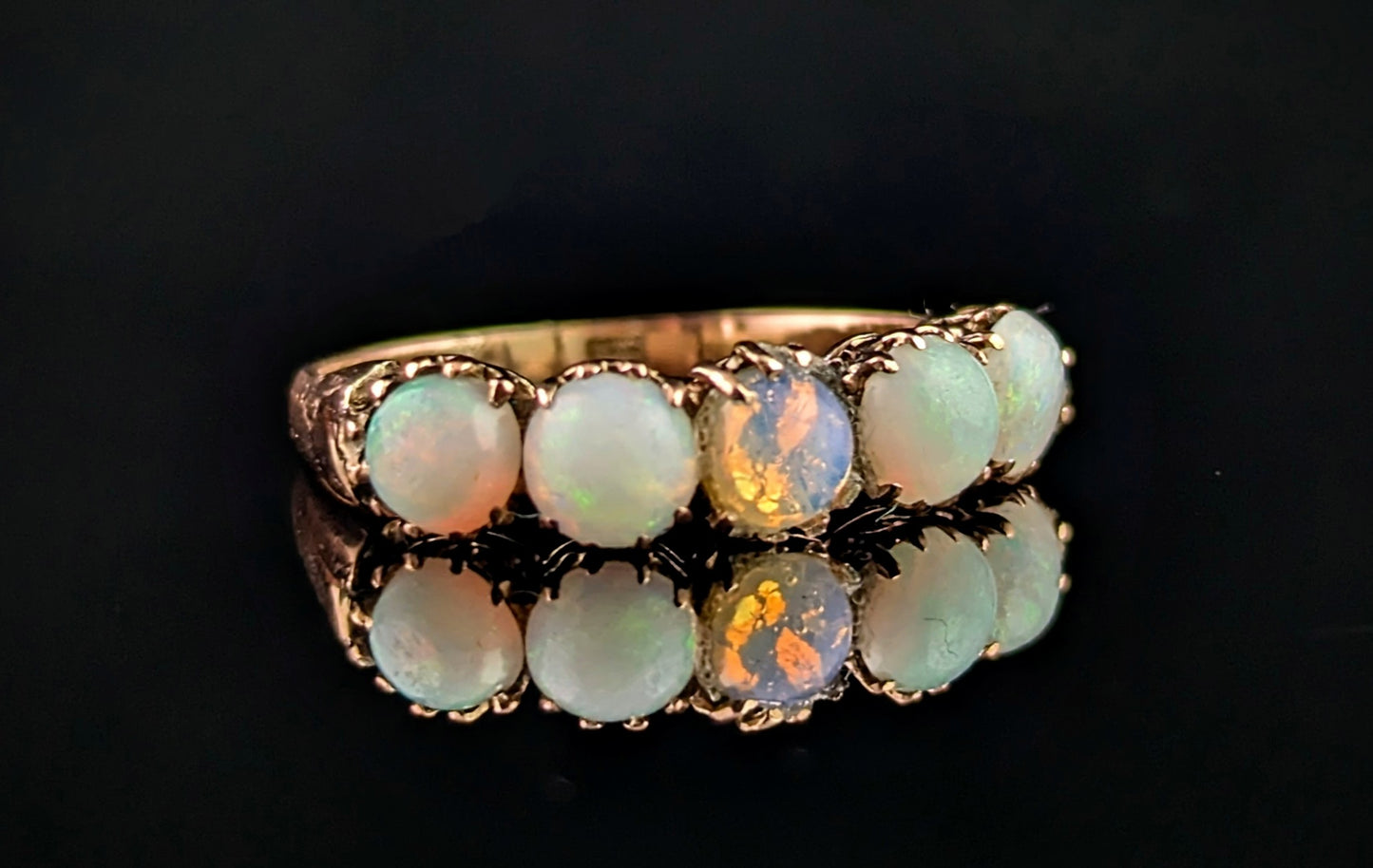 Vintage Opal five stone ring, 10ct rose gold