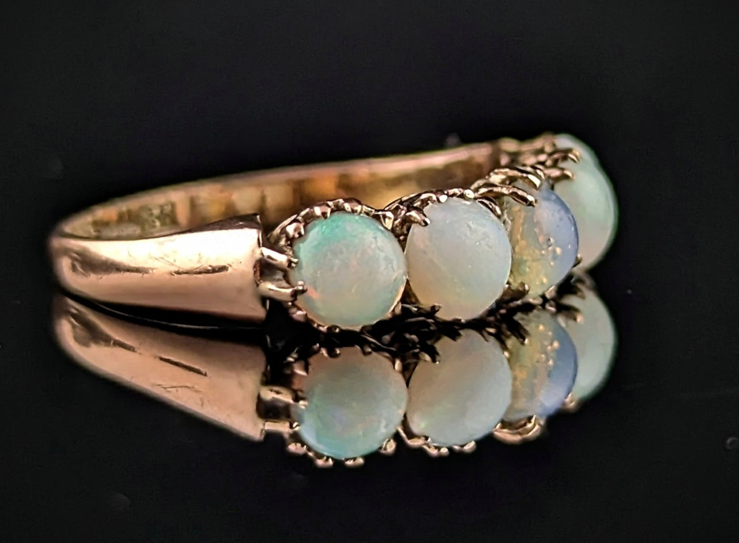 Vintage Opal five stone ring, 10ct rose gold