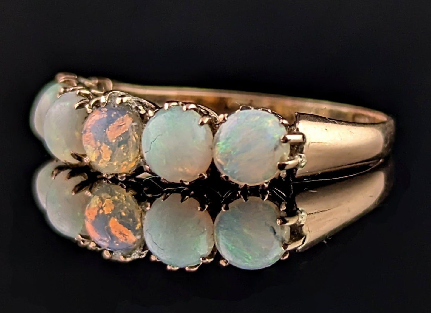 Vintage Opal five stone ring, 10ct rose gold