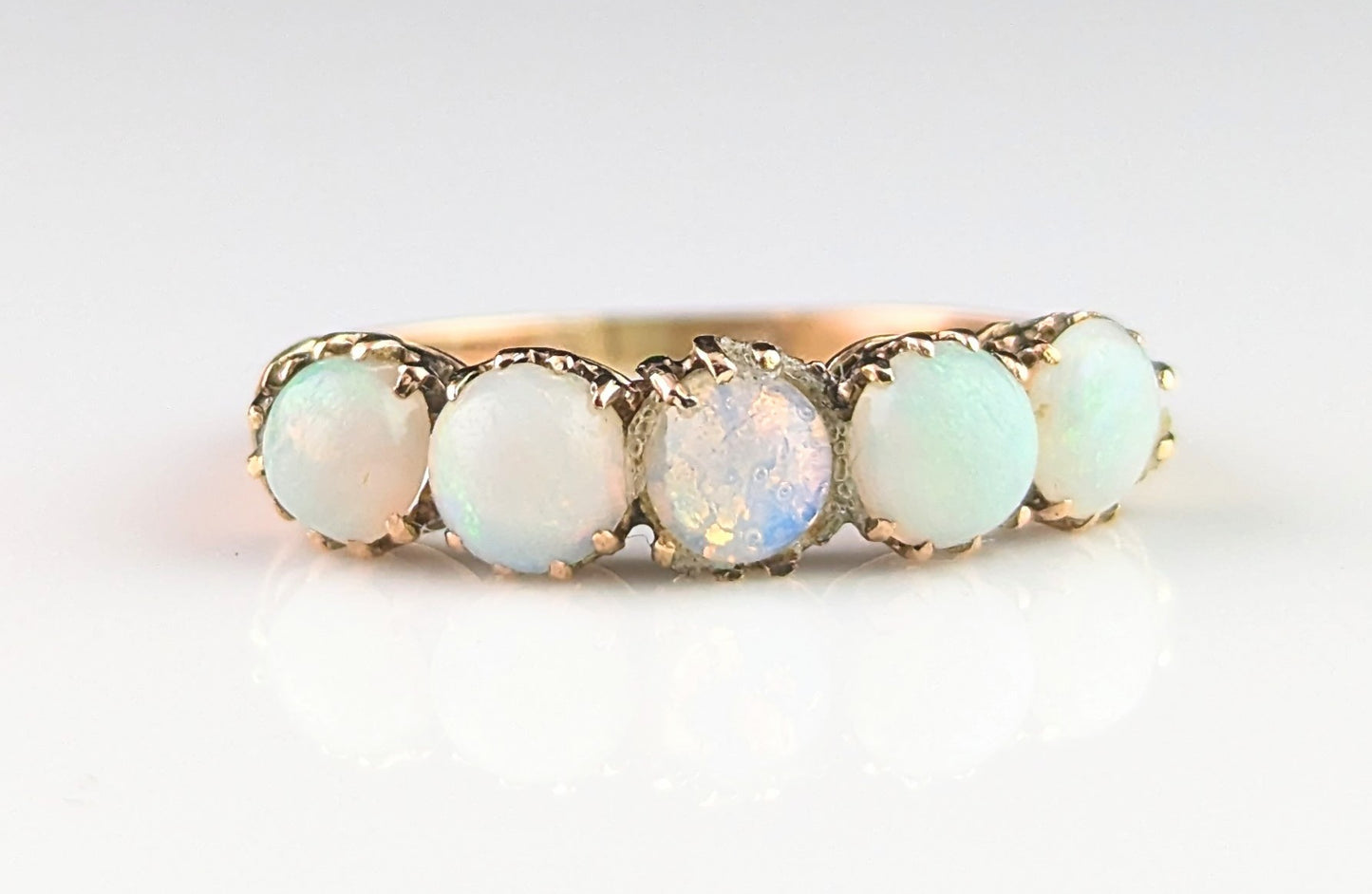 Vintage Opal five stone ring, 10ct rose gold