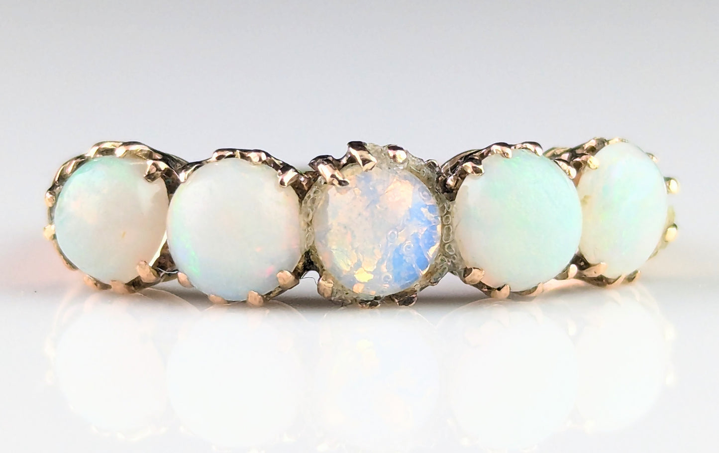 Vintage Opal five stone ring, 10ct rose gold