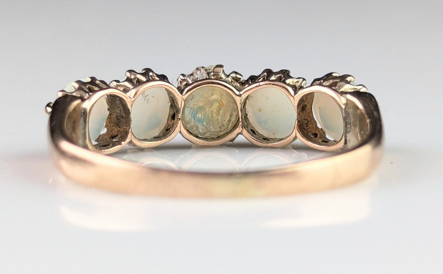 Vintage Opal five stone ring, 10ct rose gold