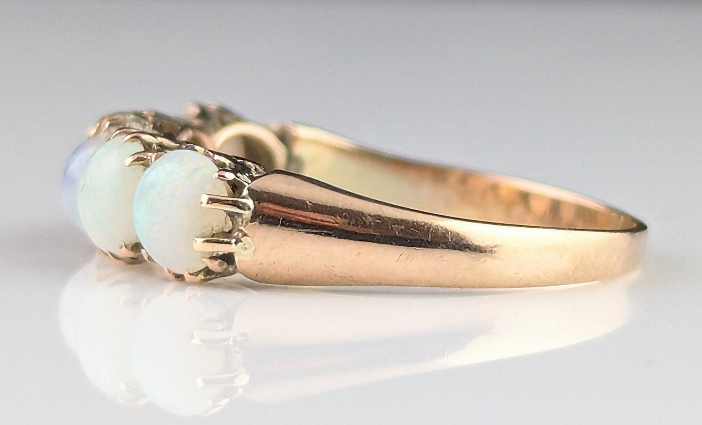 Vintage Opal five stone ring, 10ct rose gold