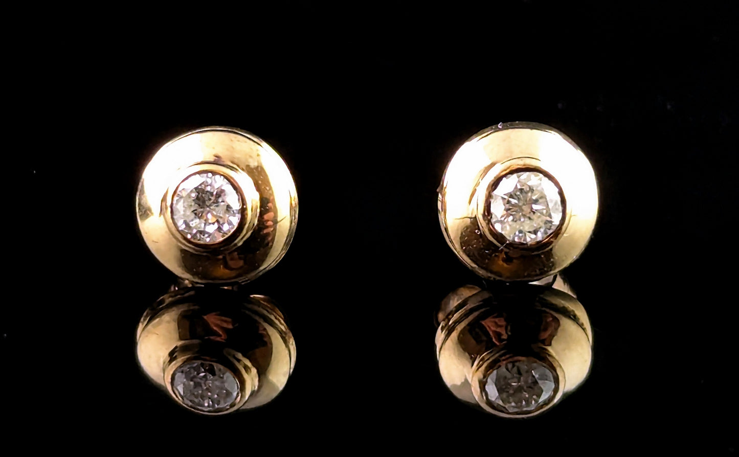 Vintage Diamond stud earrings, 9ct yellow gold, 0.30ct