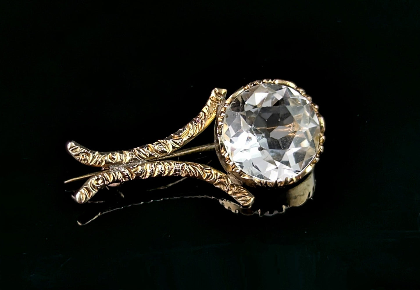 Antique Georgian Rock crystal comet brooch, 9ct gold