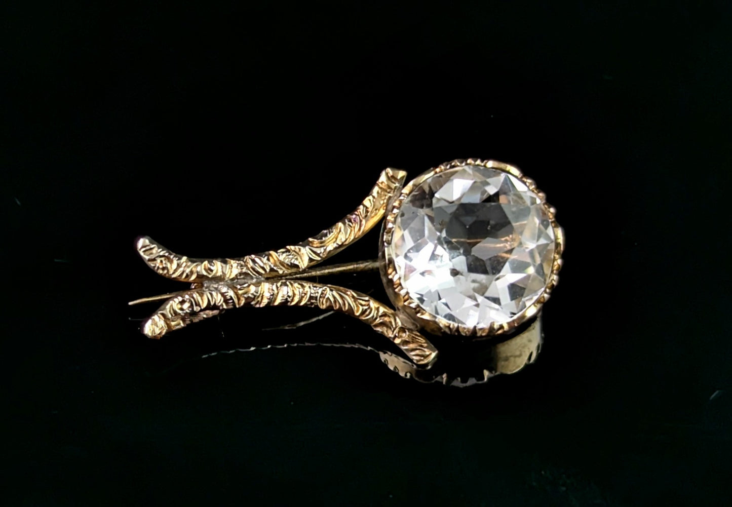 Antique Georgian Rock crystal comet brooch, 9ct gold