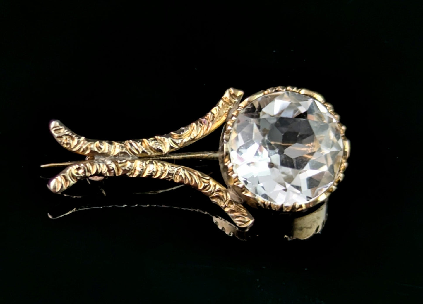 Antique Georgian Rock crystal comet brooch, 9ct gold