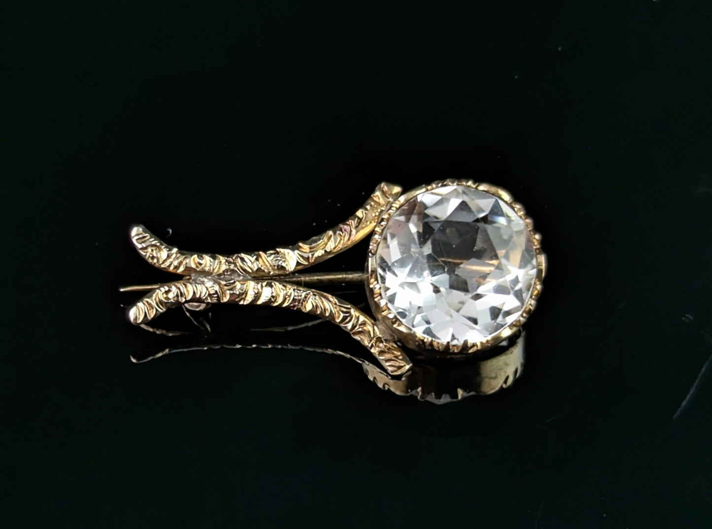 Antique Georgian Rock crystal comet brooch, 9ct gold