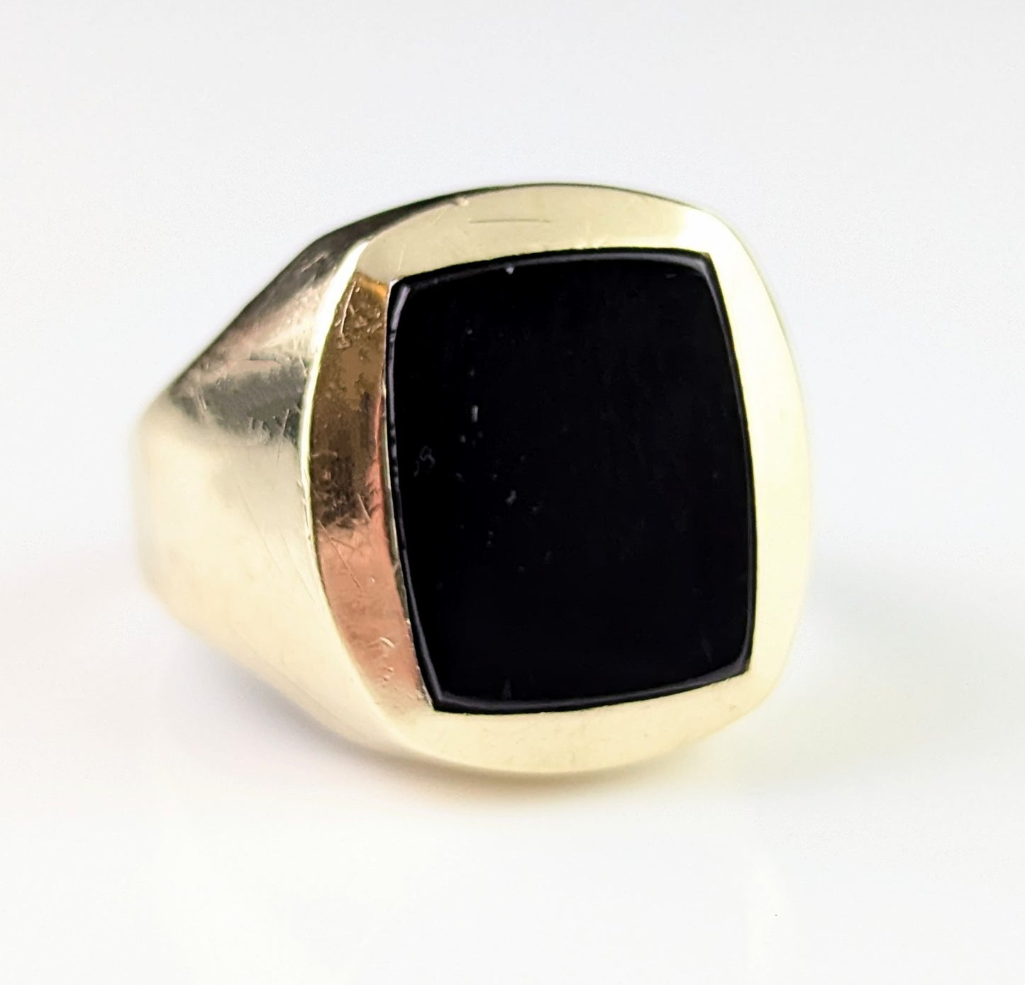 Vintage 9ct yellow gold and Onyx signet ring, Chunky, oversized