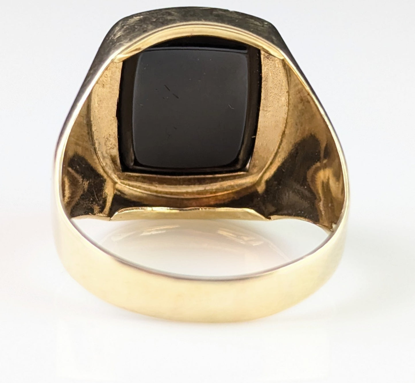 Vintage 9ct yellow gold and Onyx signet ring, Chunky, oversized