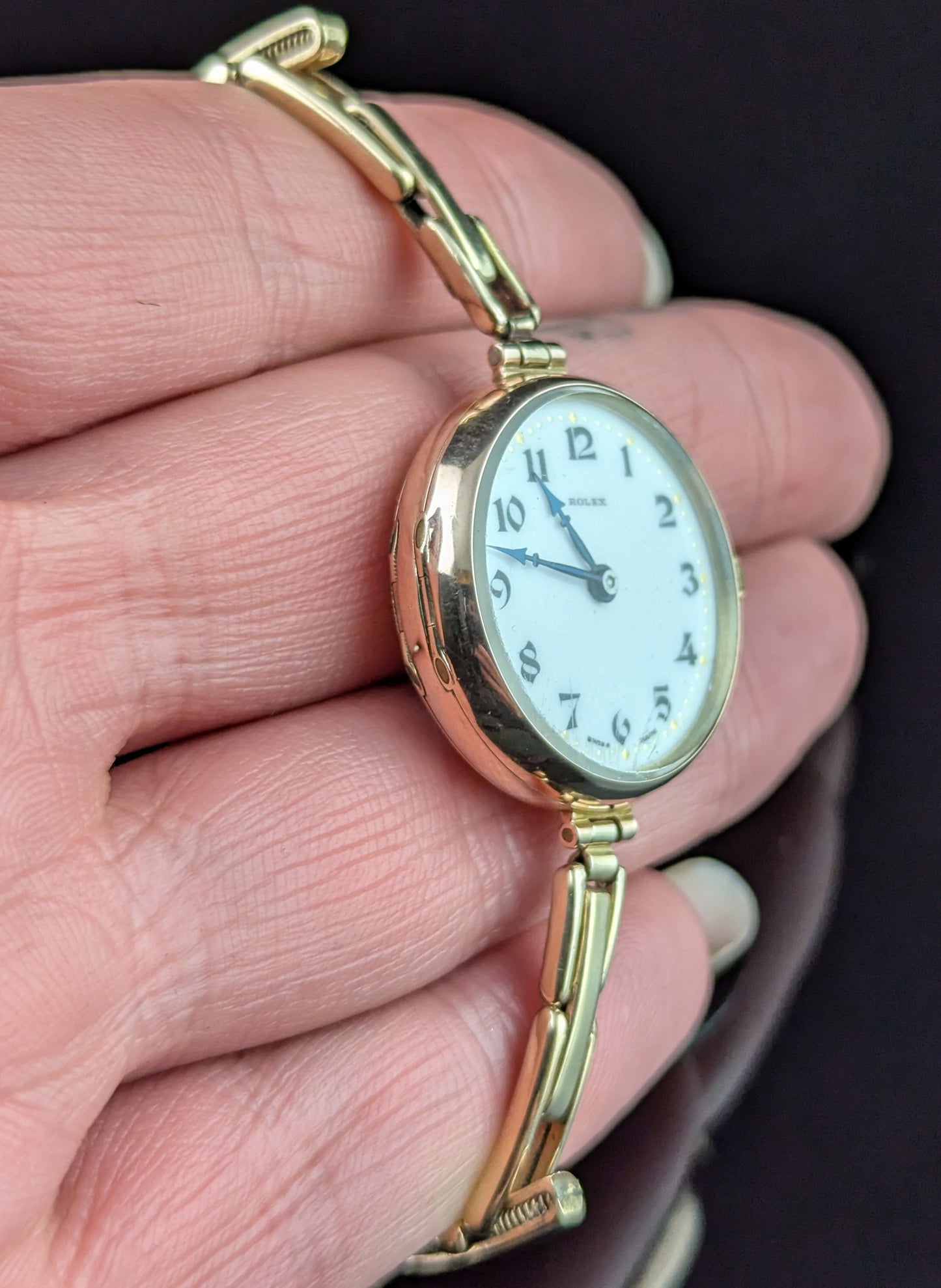 Antique Ladies 9ct gold Rolex wristwatch, bracelet strap, Art Deco