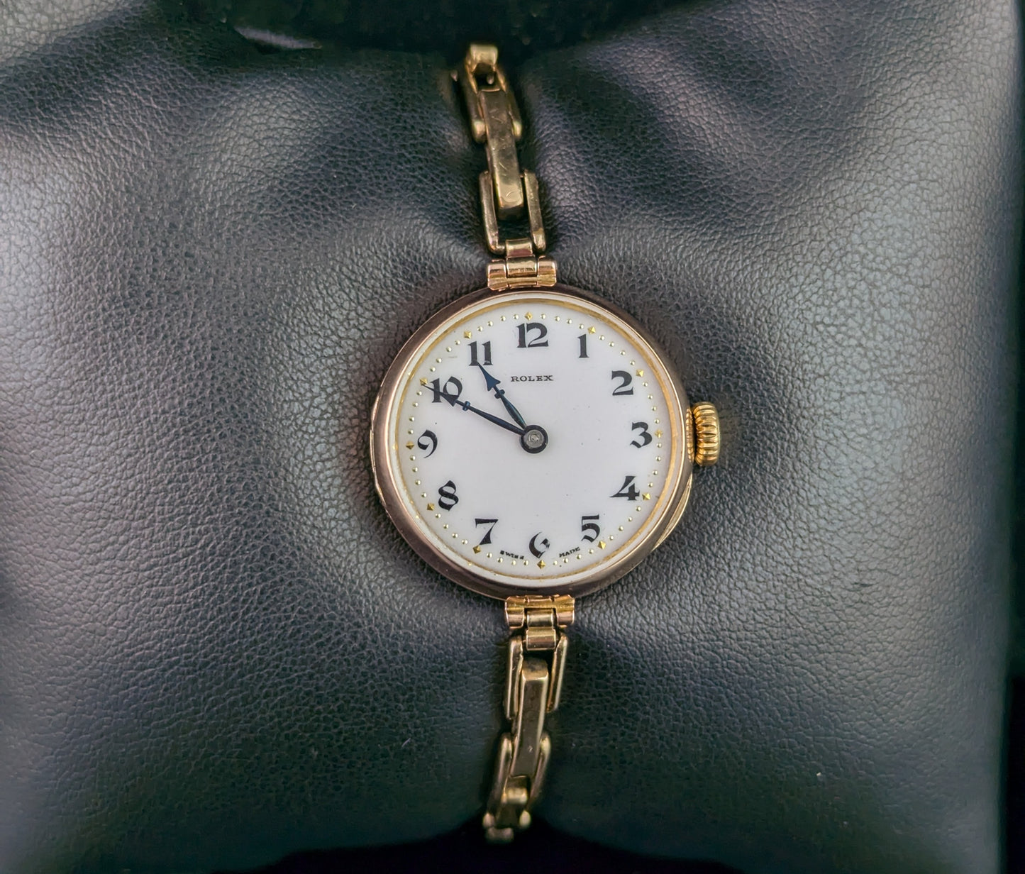 Antique Ladies 9ct gold Rolex wristwatch, bracelet strap, Art Deco