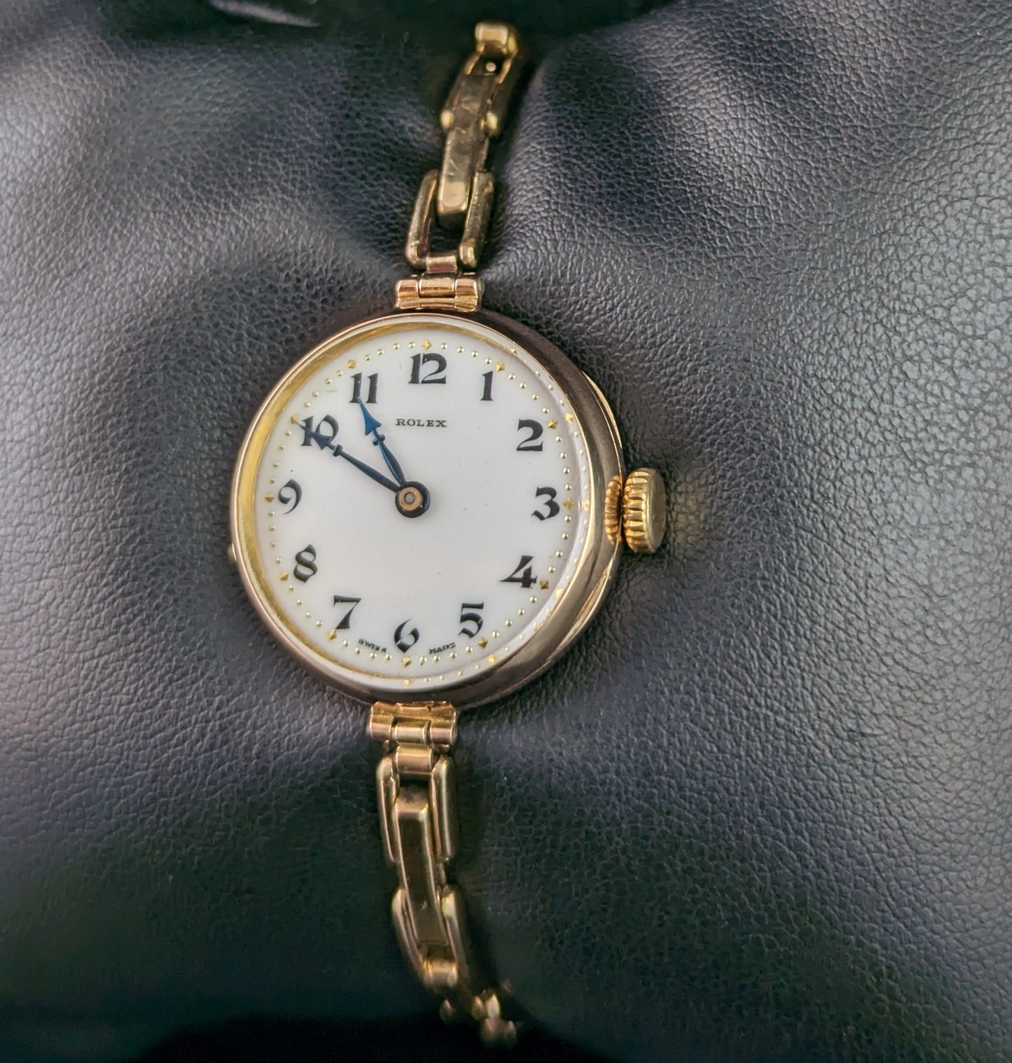 Antique Ladies 9ct gold Rolex wristwatch, bracelet strap, Art Deco