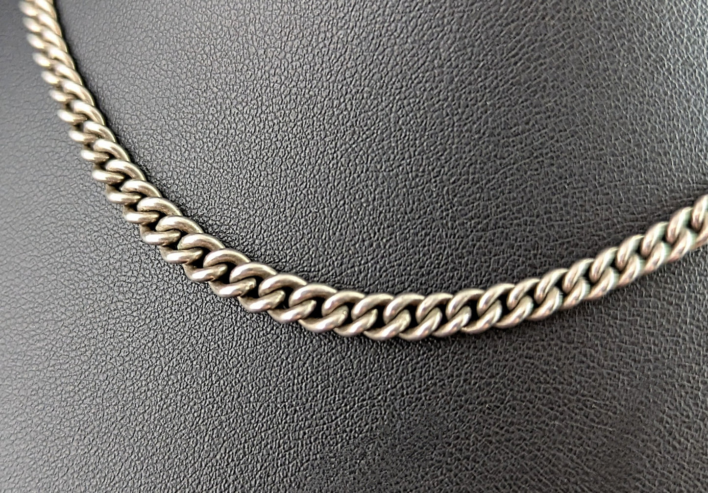 Vintage Sterling silver Albert chain, watch chain, Art Deco