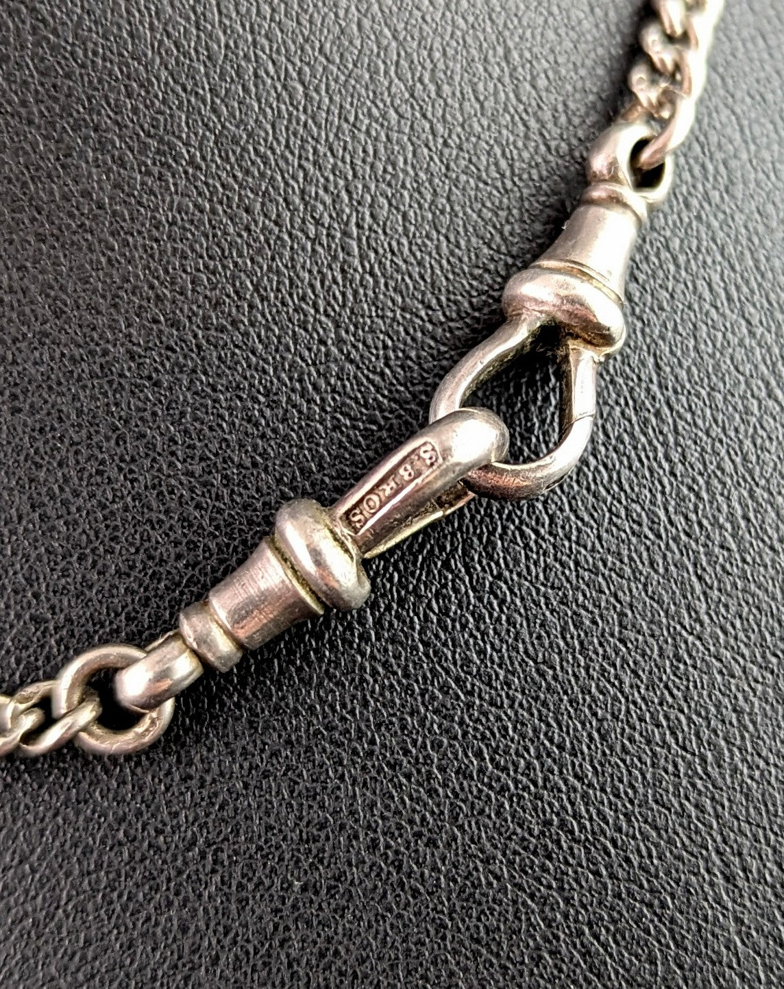 Vintage Sterling silver Albert chain, watch chain, Art Deco