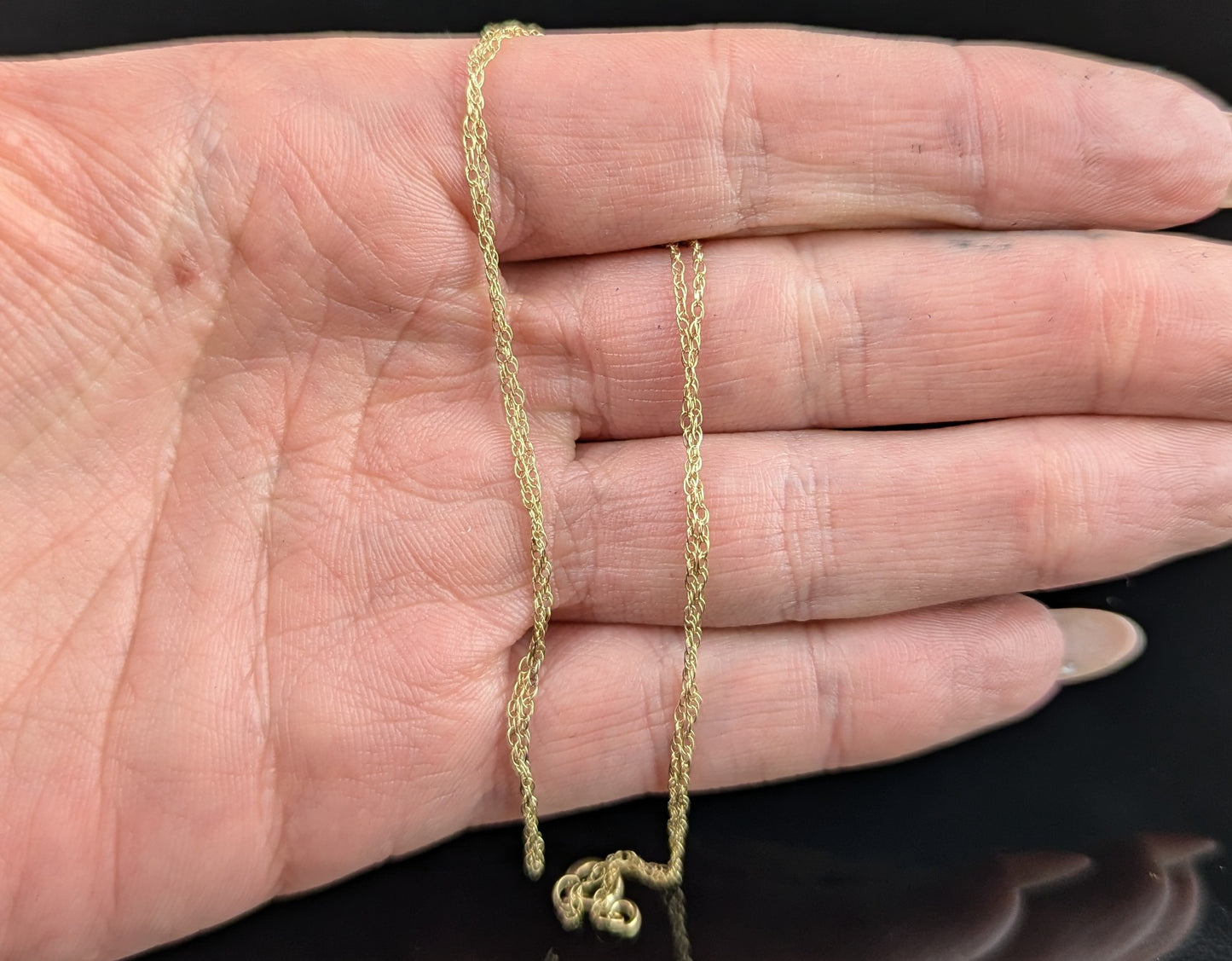 Vintage 9ct gold trace link chain necklace, dainty, fine, Skinny chain