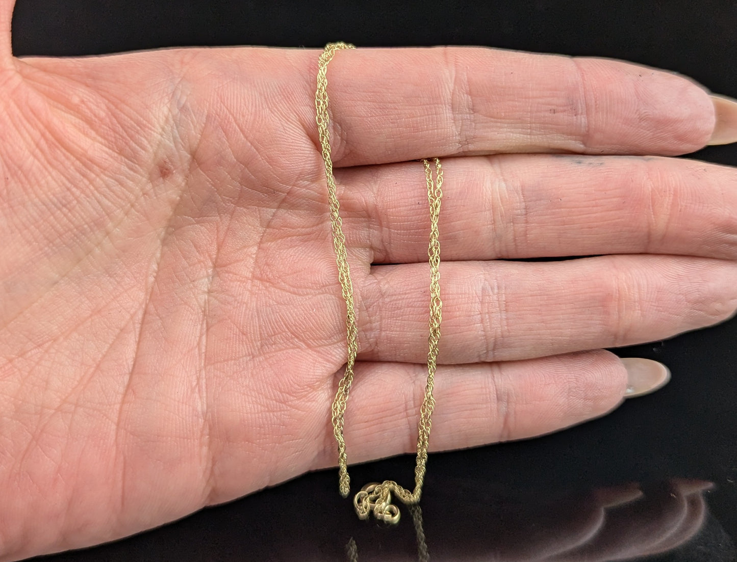 Vintage 9ct gold trace link chain necklace, dainty, fine, Skinny chain