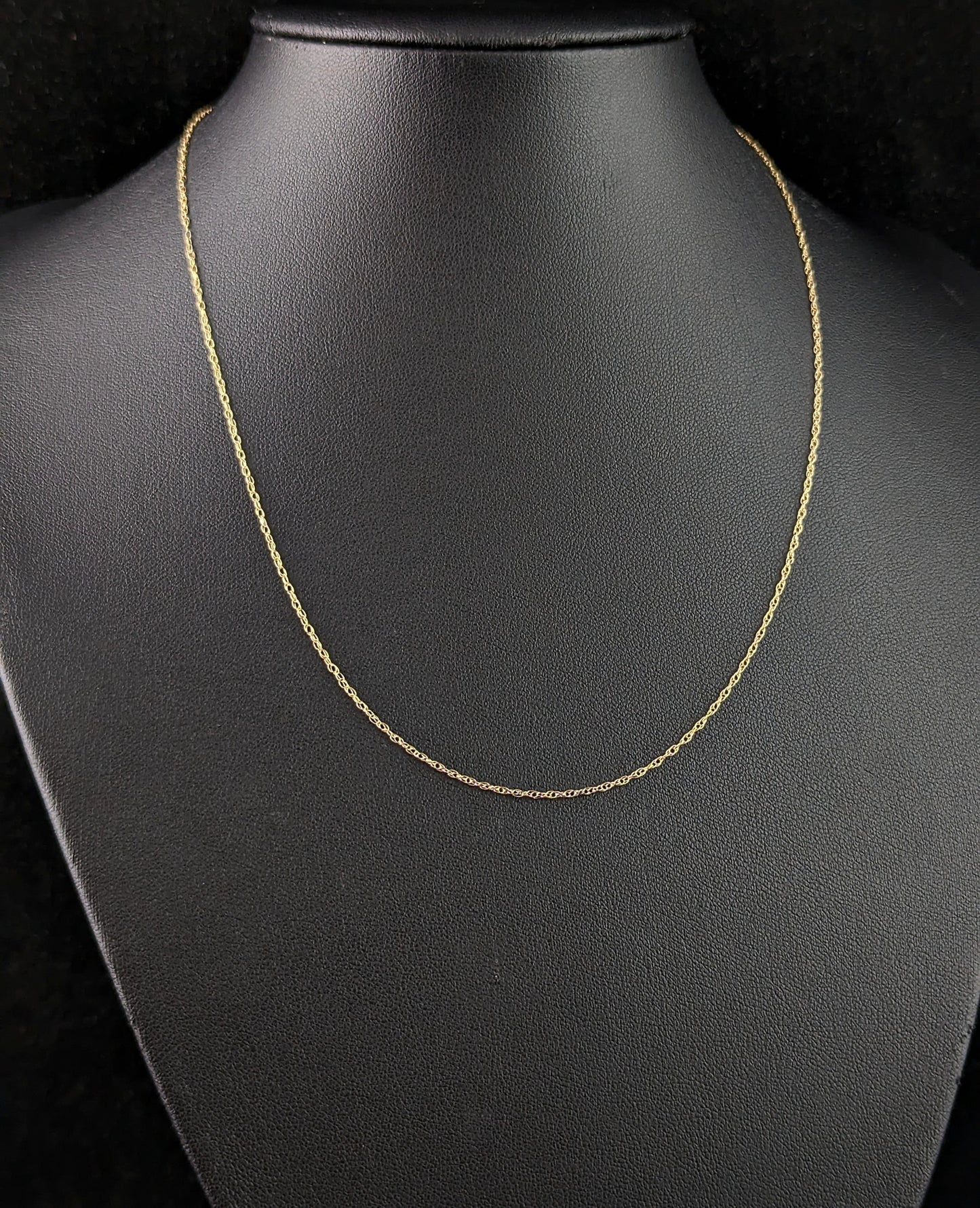 Vintage 9ct gold trace link chain necklace, dainty, fine, Skinny chain