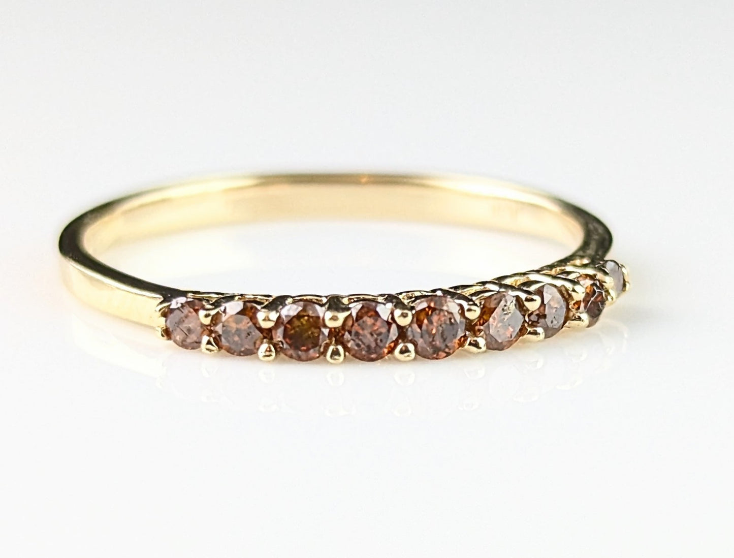 Vintage Fancy brown Diamond half eternity ring, 10ct gold