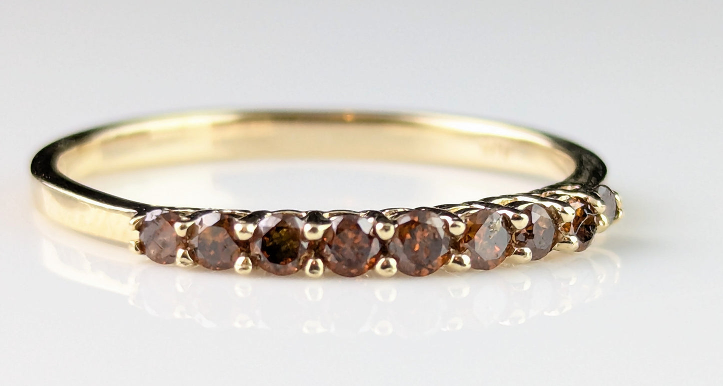 Vintage Fancy brown Diamond half eternity ring, 10ct gold