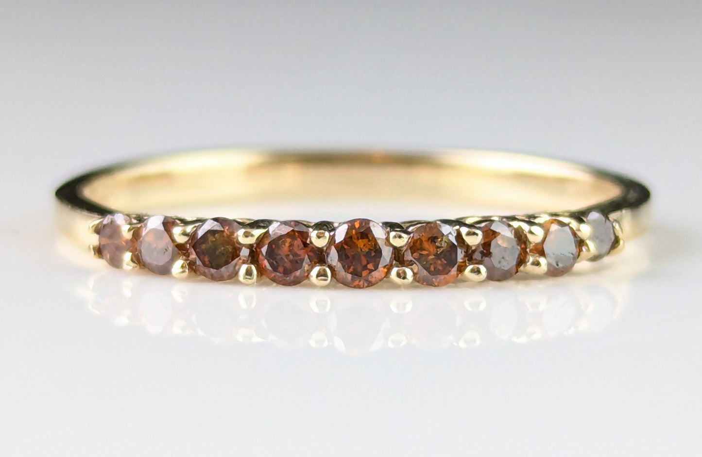 Vintage Fancy brown Diamond half eternity ring, 10ct gold