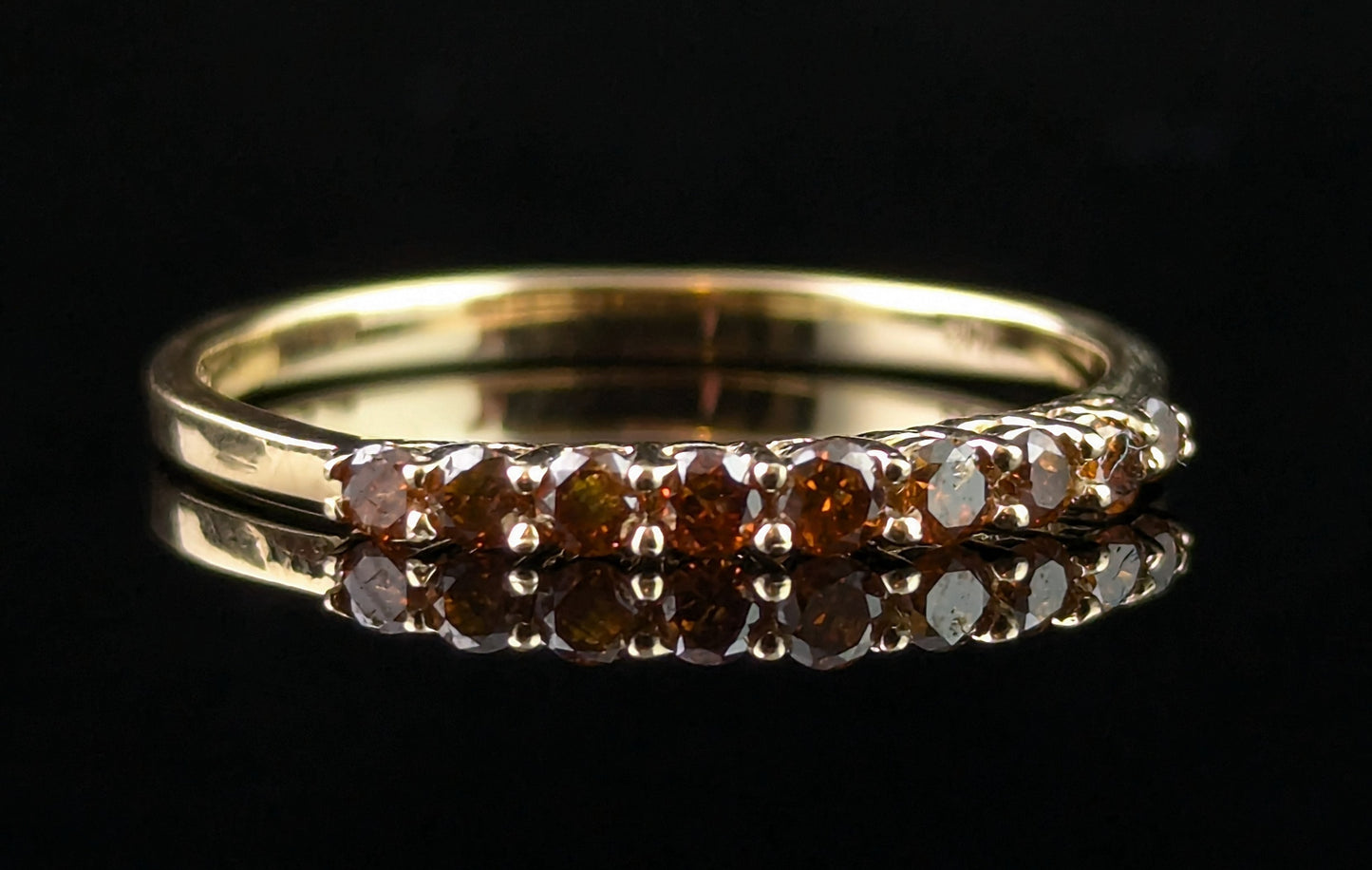 Vintage Fancy brown Diamond half eternity ring, 10ct gold