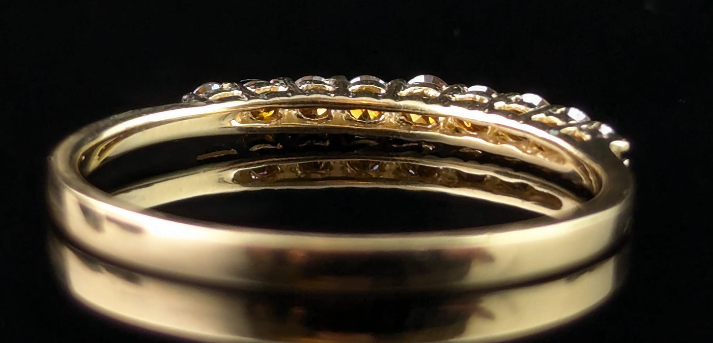 Vintage Fancy brown Diamond half eternity ring, 10ct gold