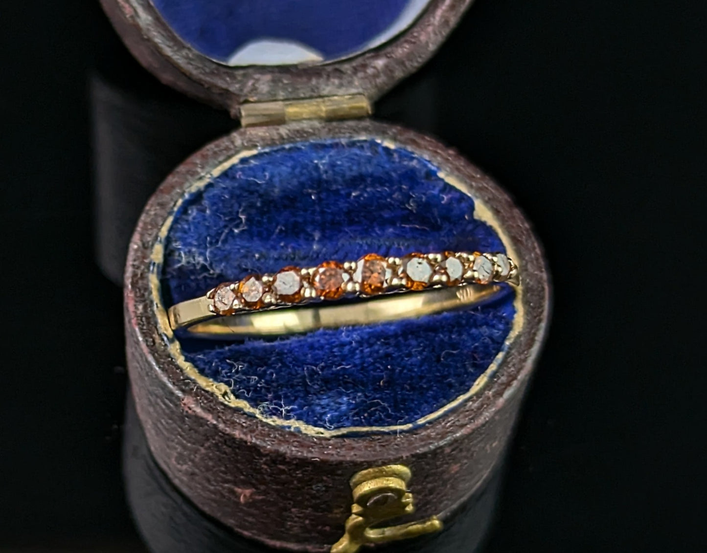 Vintage Fancy brown Diamond half eternity ring, 10ct gold