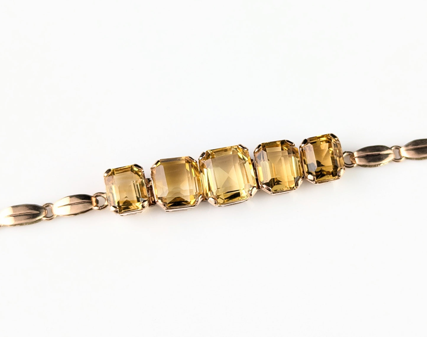 Vintage 9ct gold Citrine bracelet, fancy link