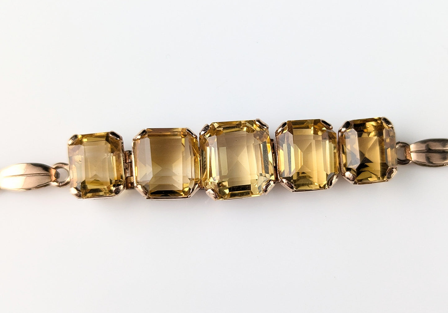 Vintage 9ct gold Citrine bracelet, fancy link