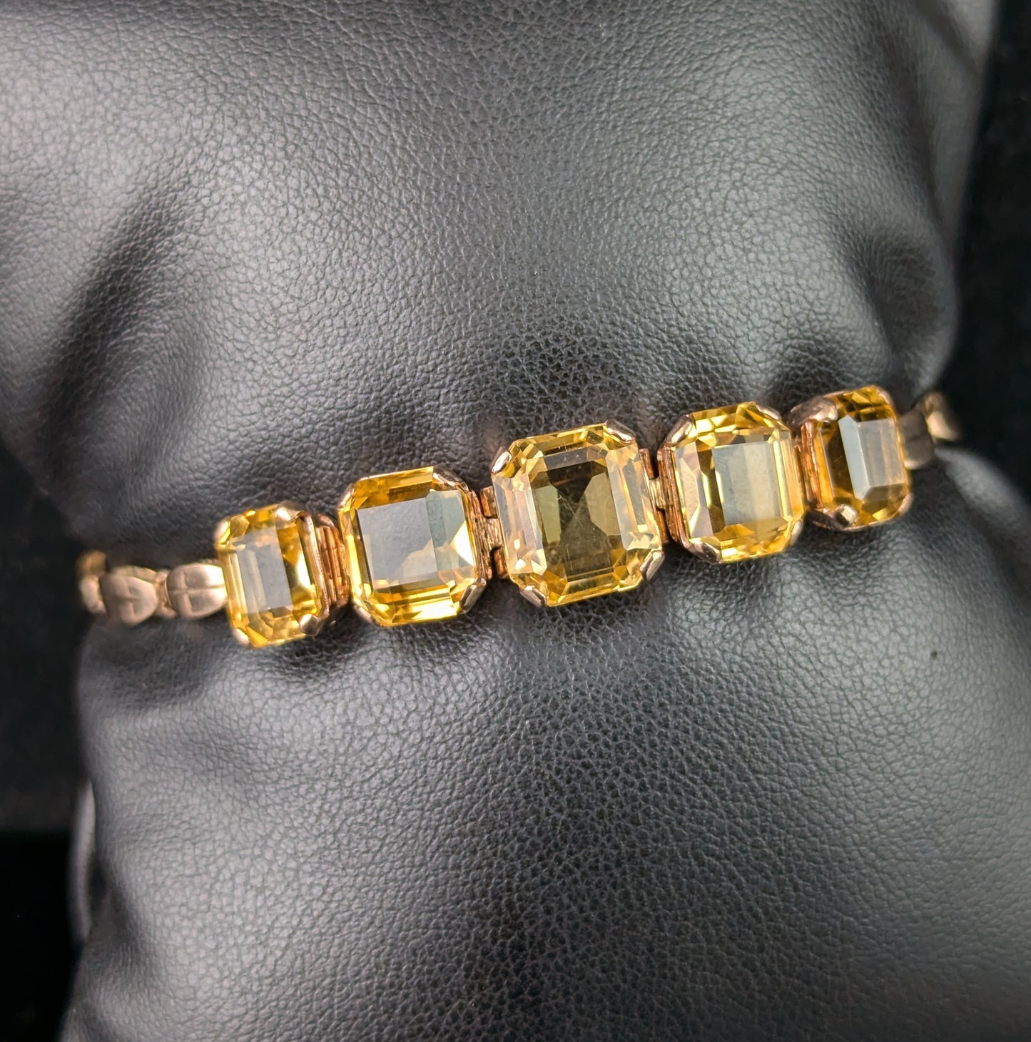 Vintage 9ct gold Citrine bracelet, fancy link