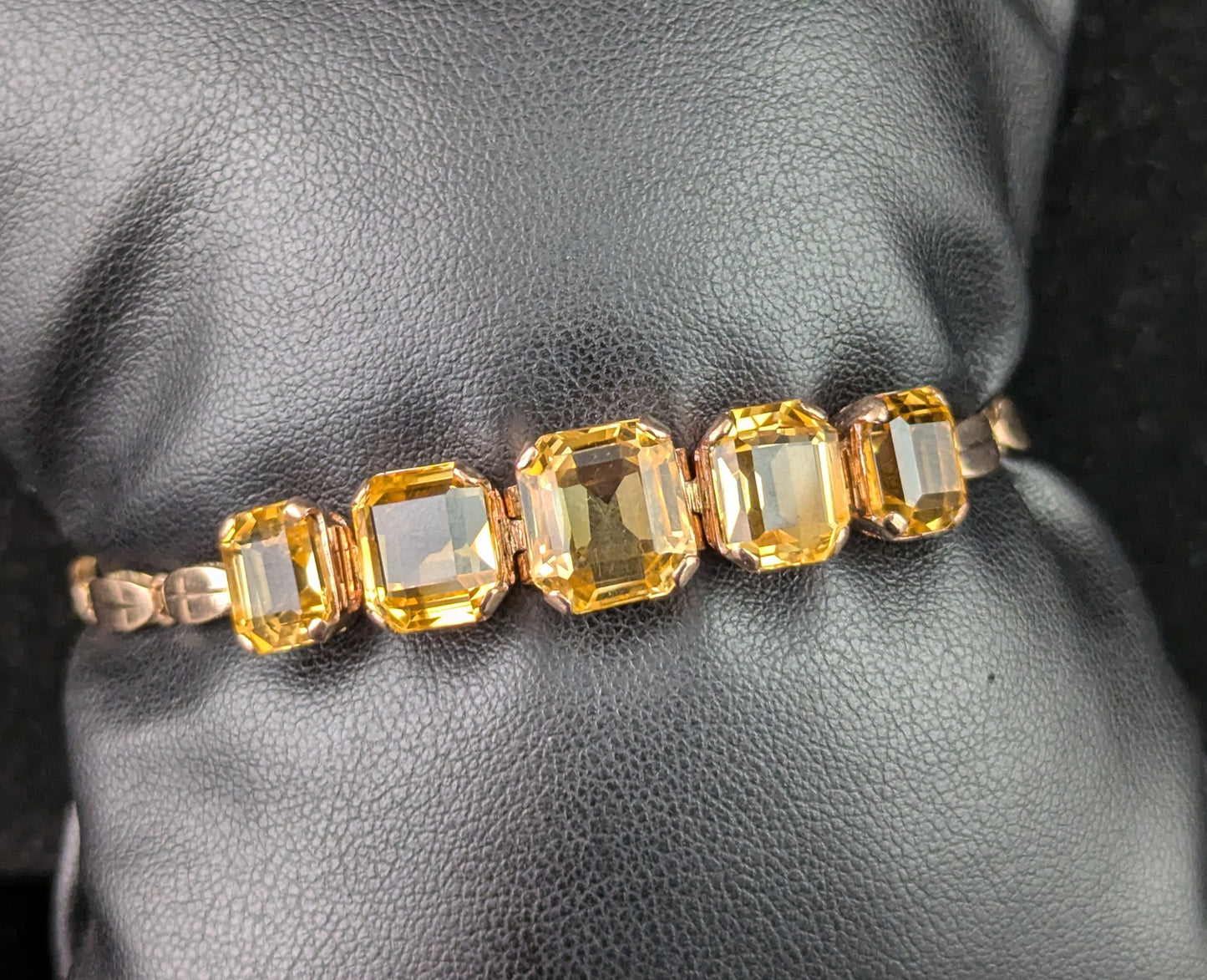 Vintage 9ct gold Citrine bracelet, fancy link