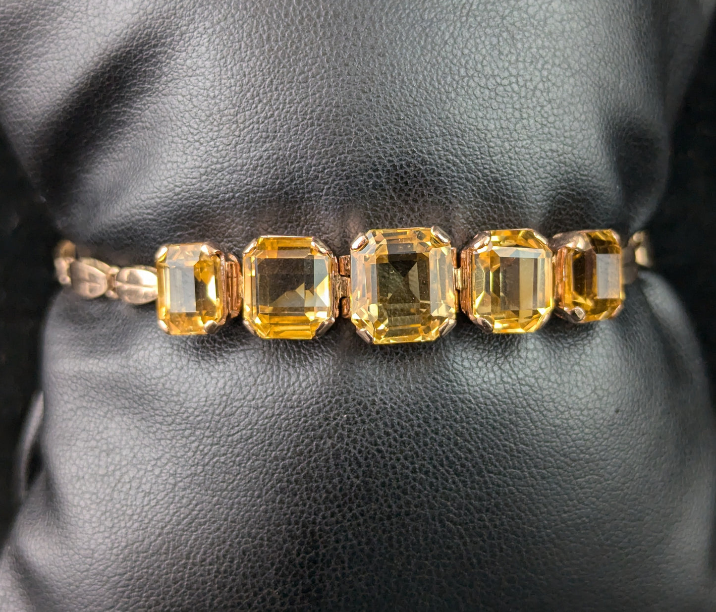 Vintage 9ct gold Citrine bracelet, fancy link