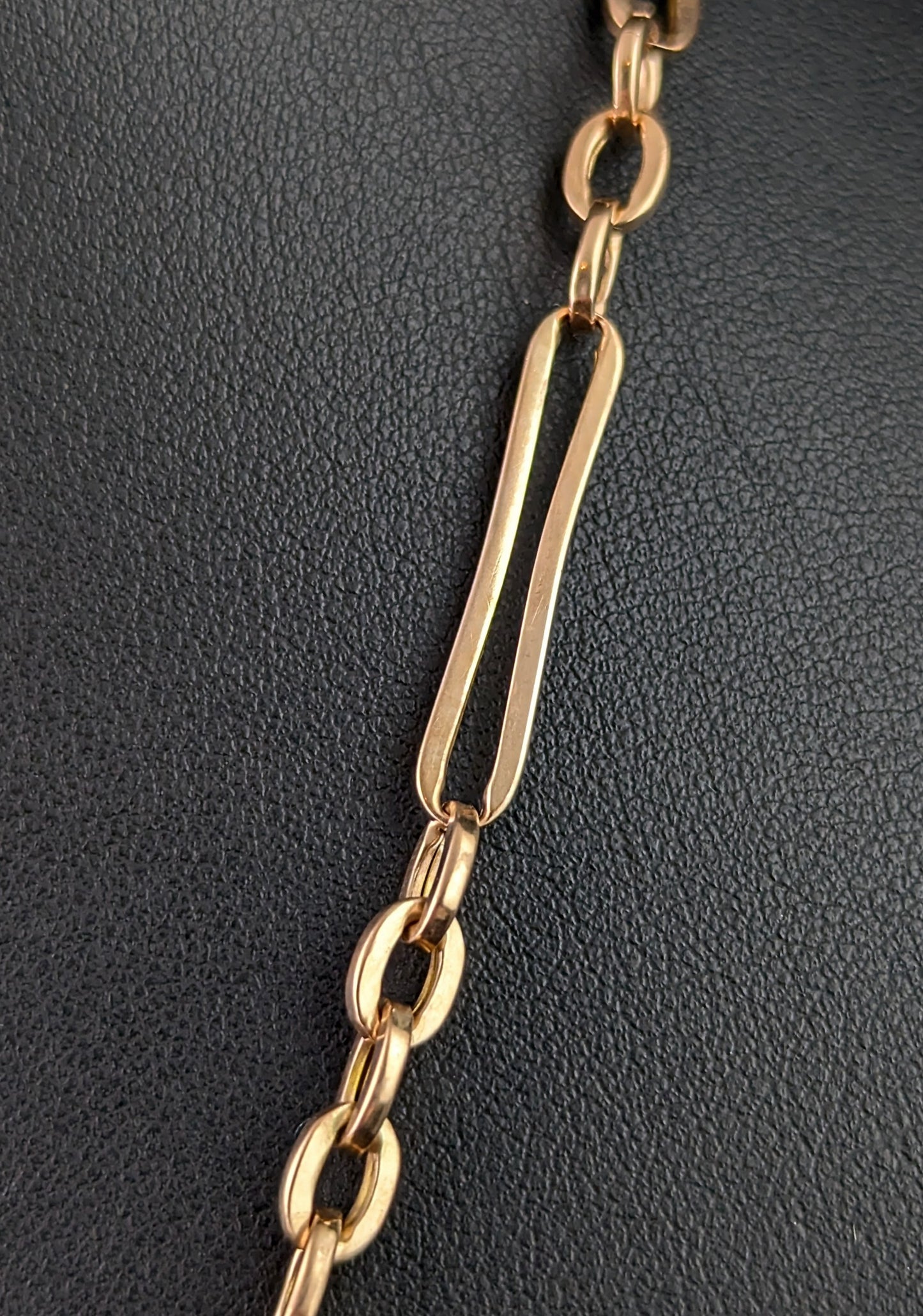 Antique 9ct gold Albert chain, necklace, trombone link