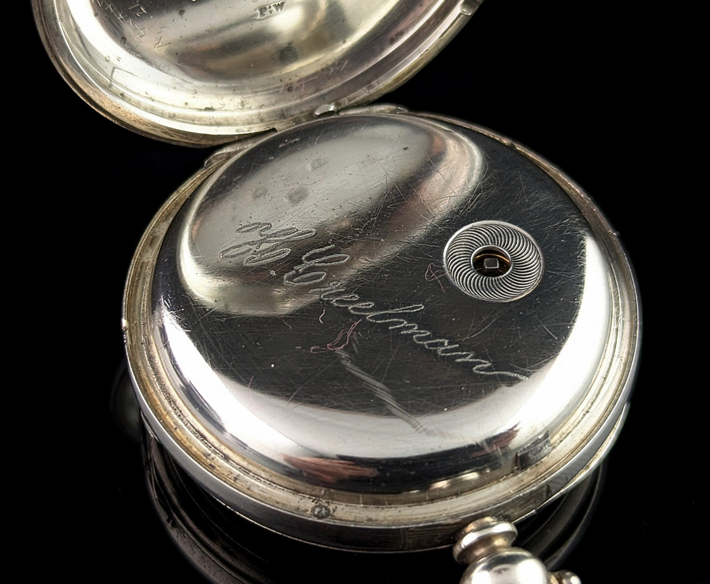 Antique Sterling silver pocket watch, Victorian, key wind