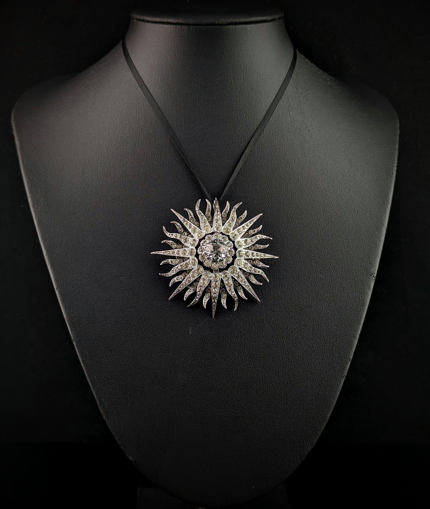 Antique Victorian paste Starburst pendant, Sterling silver