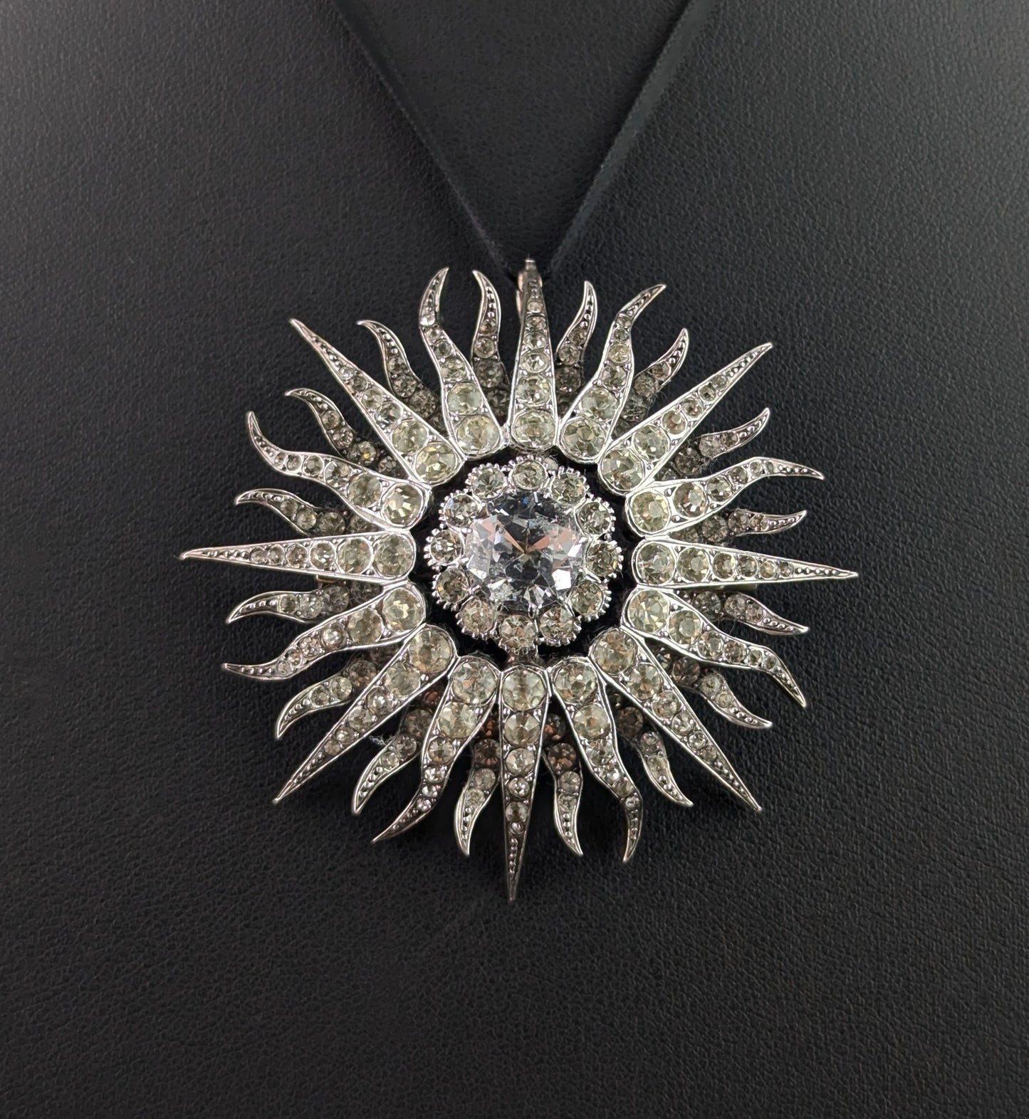 Antique Victorian paste Starburst pendant, Sterling silver