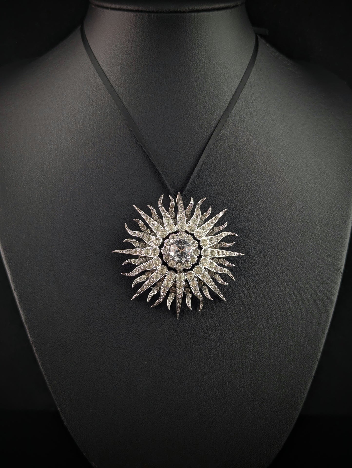 Antique Victorian paste Starburst pendant, Sterling silver