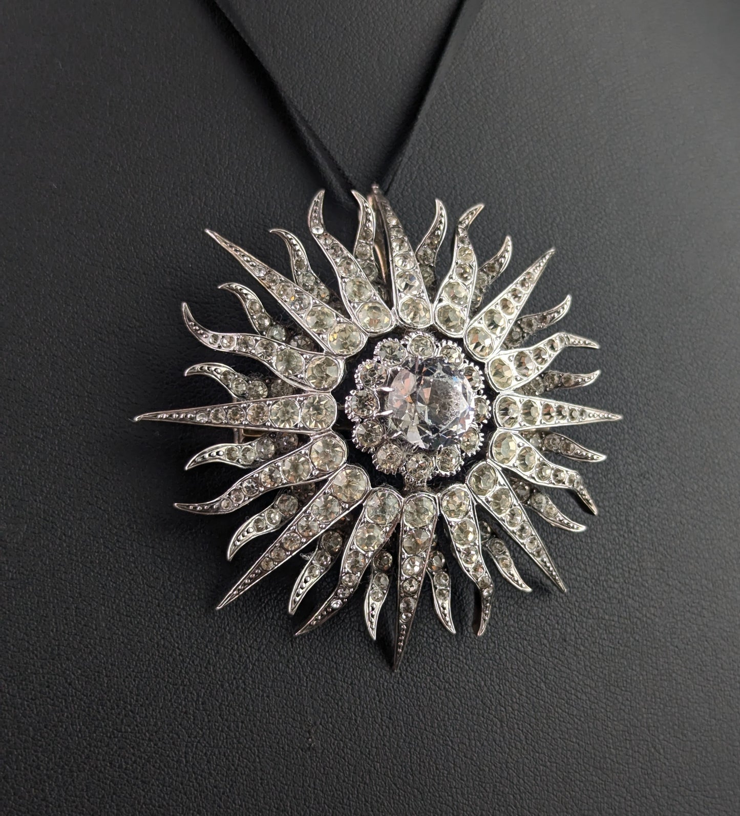 Antique Victorian paste Starburst pendant, Sterling silver