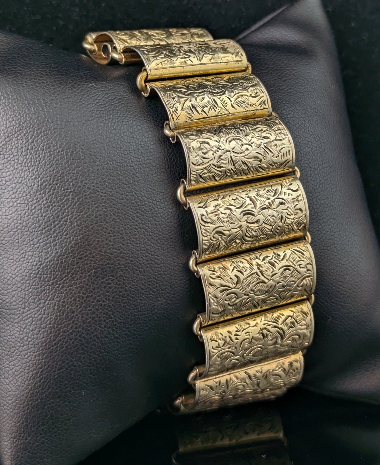 Antique silver Gilt panel link bracelet, Victorian