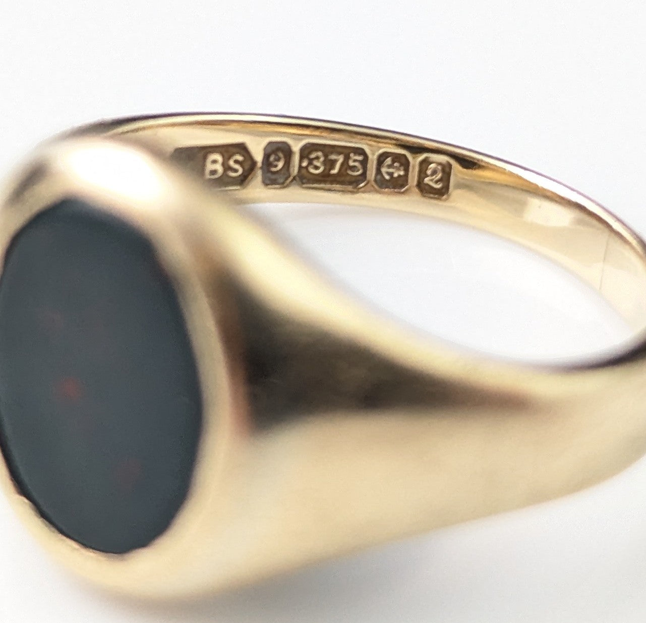 Vintage Bloodstone signet ring, 9ct yellow gold, Pinky ring