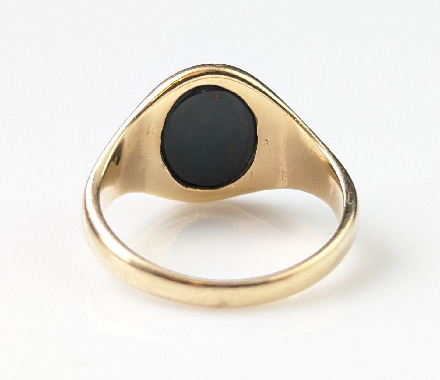 Vintage Bloodstone signet ring, 9ct yellow gold, Pinky ring