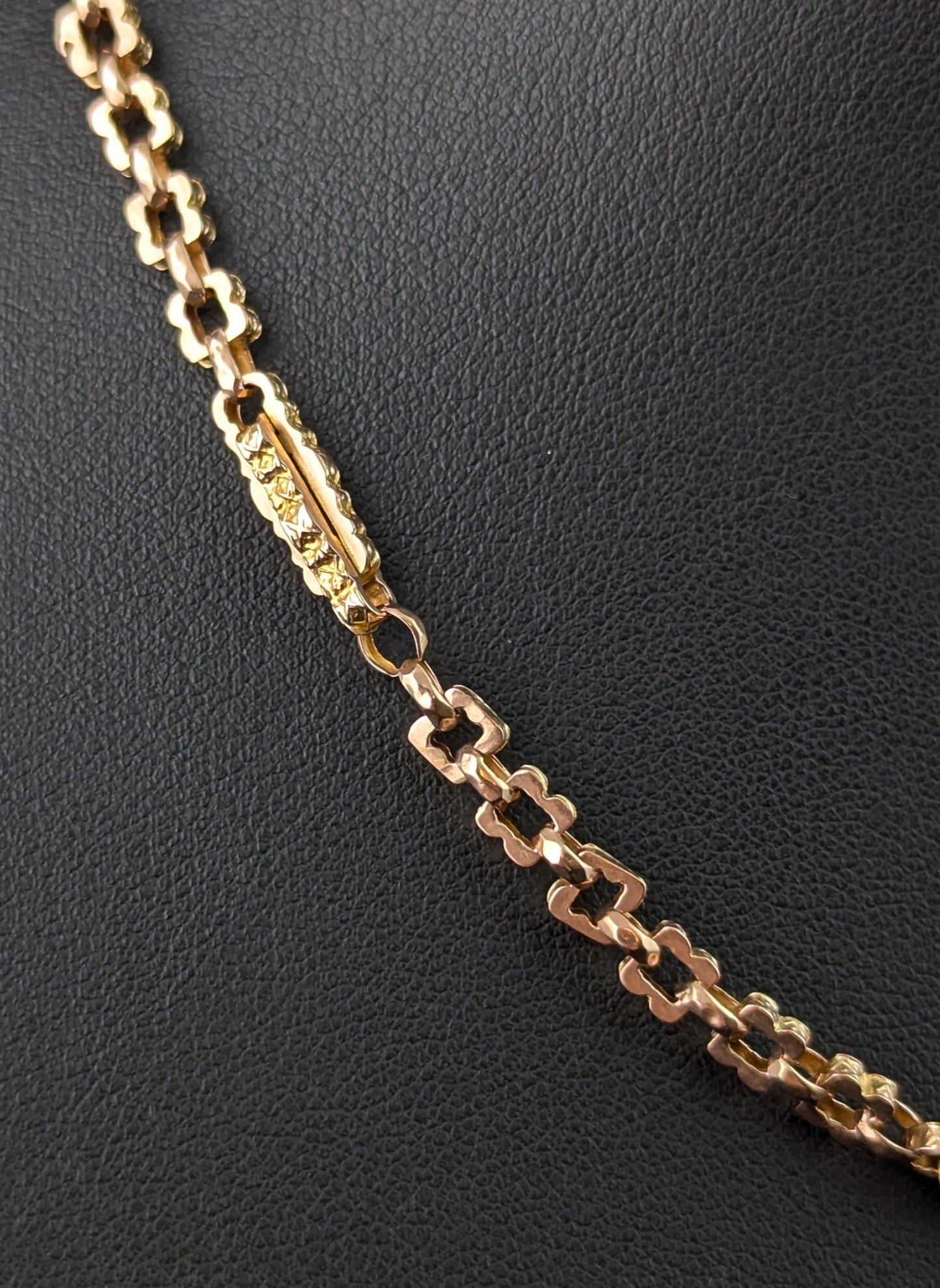 Antique 9ct gold Albert chain, watch chain, Victorian, Fob