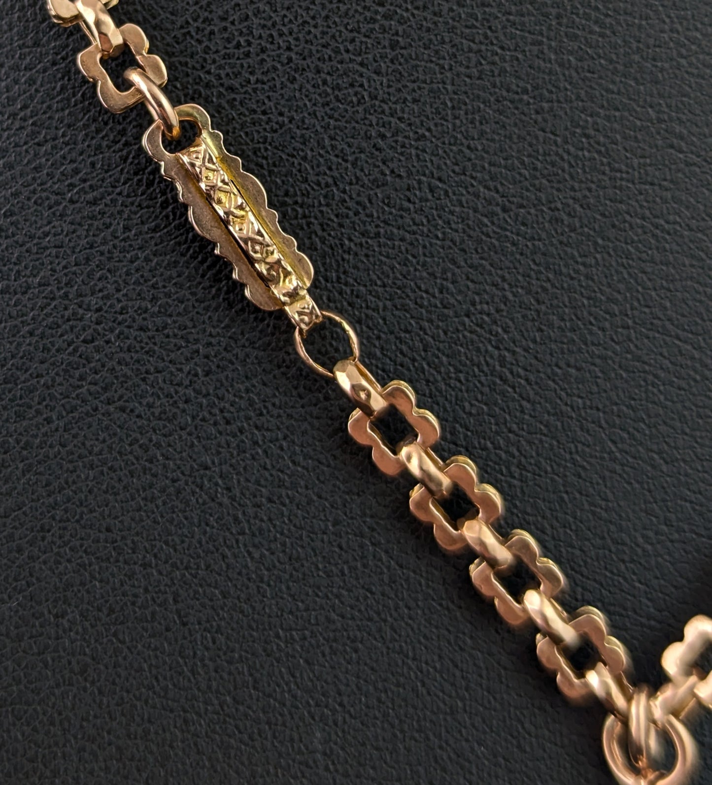 Antique 9ct gold Albert chain, watch chain, Victorian, Fob