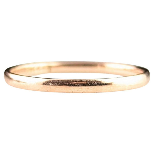 Vintage 9ct Rose gold wedding band, Art Deco ring