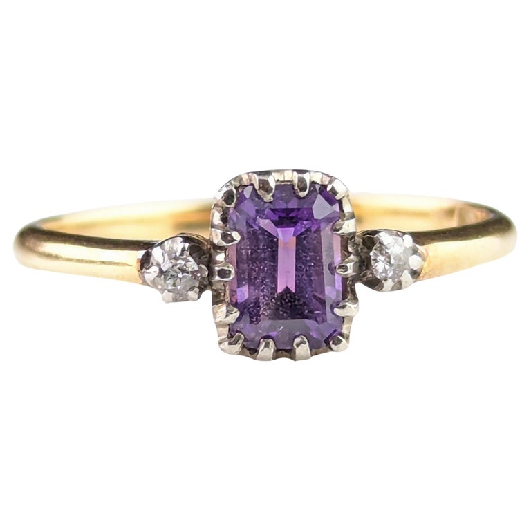 Antique Amethyst and Diamond ring, 18ct gold