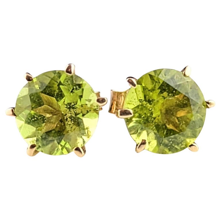 Vintage Peridot stud earrings, 9ct yellow gold