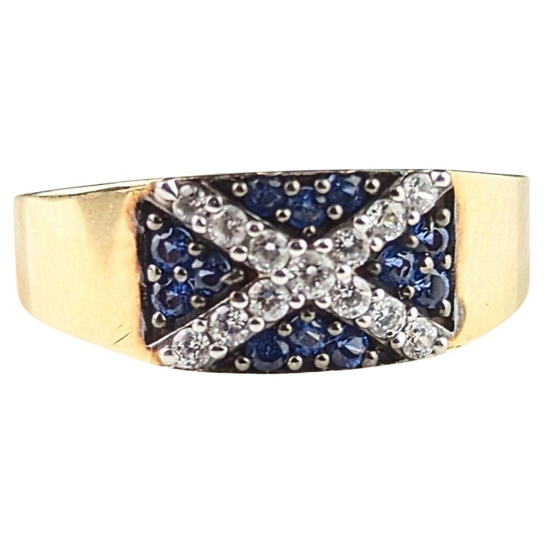 Vintage Scottish flag ring, 9ct yellow gold, Paste